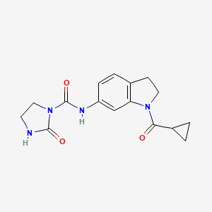 molecular formula C16H18N4O3 B2889461 N-(1-(cyclopropanecarbonyl)indolin-6-yl)-2-oxoimidazolidine-1-carboxamide CAS No. 1448121-75-2