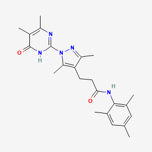 3-(1-(4,5-dimethyl-6-oxo-1,6-dihydropyrimidin-2-yl)-3,5-dimethyl-1H-pyrazol-4-yl)-N-mesitylpropanamide