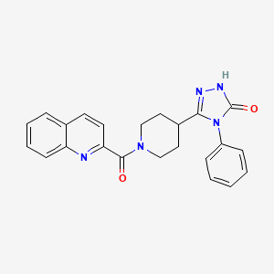 molecular formula C23H21N5O2 B2889470 4-phenyl-5-[1-(quinolin-2-ylcarbonyl)piperidin-4-yl]-2,4-dihydro-3H-1,2,4-triazol-3-one CAS No. 1775453-90-1
