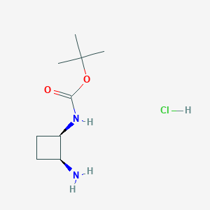 molecular formula C9H19ClN2O2 B2889471 tert-Butyl ((1R,2S)-rel-2-aminocyclobutyl)carbamate hydrochloride CAS No. 2095192-35-9