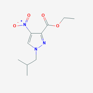 molecular formula C10H15N3O4 B2889478 ethyl 1-isobutyl-4-nitro-1H-pyrazole-3-carboxylate CAS No. 1856086-06-0