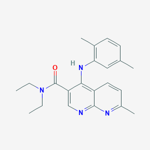 molecular formula C22H26N4O B2889482 4-((2,5-dimethylphenyl)amino)-N,N-diethyl-7-methyl-1,8-naphthyridine-3-carboxamide CAS No. 1251571-73-9