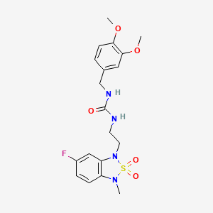 molecular formula C19H23FN4O5S B2889487 1-(3,4-二甲氧基苄基)-3-(2-(6-氟-3-甲基-2,2-二氧化苯并[c][1,2,5]噻二唑-1(3H)-基)乙基)脲 CAS No. 2034594-05-1