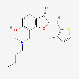 molecular formula C20H23NO3S B2889492 (Z)-7-((丁基(甲基)氨基)甲基)-6-羟基-2-((3-甲基噻吩-2-基)亚甲基)苯并呋喃-3(2H)-酮 CAS No. 929456-53-1