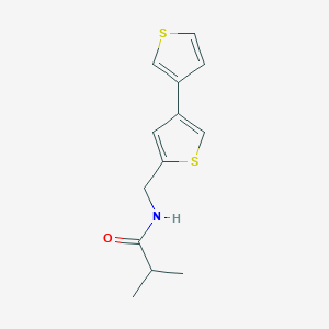 molecular formula C13H15NOS2 B2889493 2-Methyl-N-[(4-thiophen-3-ylthiophen-2-yl)methyl]propanamide CAS No. 2379983-83-0