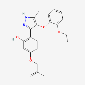 molecular formula C22H24N2O4 B2889499 2-(4-(2-乙氧基苯氧基)-5-甲基-1H-吡唑-3-基)-5-((2-甲基烯丙基)氧基)苯酚 CAS No. 879473-72-0