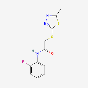 molecular formula C11H10FN3OS2 B2889507 N-(2-fluorophenyl)-2-[(5-methyl-1,3,4-thiadiazol-2-yl)sulfanyl]acetamide CAS No. 483347-98-4