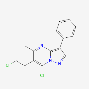 molecular formula C16H15Cl2N3 B2889518 7-Chloro-6-(2-chloroethyl)-2,5-dimethyl-3-phenylpyrazolo[1,5-a]pyrimidine CAS No. 900291-22-7