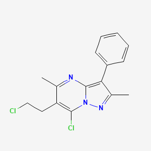 molecular formula C16H15Cl2N3 B2889518 7-氯-6-(2-氯乙基)-2,5-二甲基-3-苯基吡唑并[1,5-a]嘧啶 CAS No. 900291-22-7