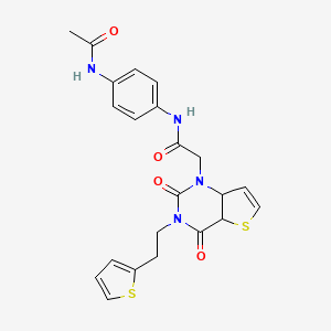 molecular formula C22H20N4O4S2 B2889519 2-{2,4-dioxo-3-[2-(thiophen-2-yl)ethyl]-1H,2H,3H,4H-thieno[3,2-d]pyrimidin-1-yl}-N-(4-acetamidophenyl)acetamide CAS No. 1260935-76-9