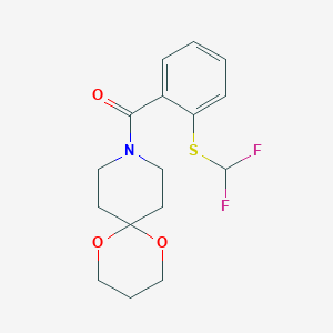 molecular formula C16H19F2NO3S B2889520 (2-((Difluoromethyl)thio)phenyl)(1,5-dioxa-9-azaspiro[5.5]undecan-9-yl)methanone CAS No. 1797247-34-7