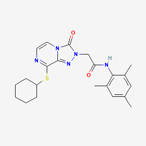 molecular formula C22H27N5O2S B2889534 2-(8-(cyclohexylthio)-3-oxo-[1,2,4]triazolo[4,3-a]pyrazin-2(3H)-yl)-N-mesitylacetamide CAS No. 1251545-60-4