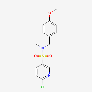 molecular formula C14H15ClN2O3S B2889536 6-chloro-N-[(4-methoxyphenyl)methyl]-N-methylpyridine-3-sulfonamide CAS No. 1182903-25-8