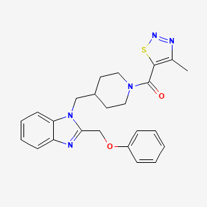 molecular formula C24H25N5O2S B2889537 (4-甲基-1,2,3-噻二唑-5-基)(4-((2-(苯氧甲基)-1H-苯并[d]咪唑-1-基)甲基)哌啶-1-基)甲酮 CAS No. 1203402-39-4