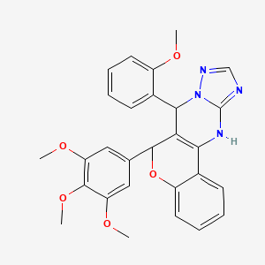 molecular formula C28H26N4O5 B2889541 7-(2-methoxyphenyl)-6-(3,4,5-trimethoxyphenyl)-7,12-dihydro-6H-chromeno[4,3-d][1,2,4]triazolo[1,5-a]pyrimidine CAS No. 868147-78-8