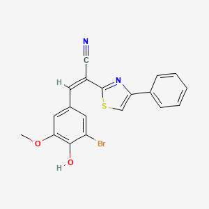 molecular formula C19H13BrN2O2S B2889550 (Z)-3-(3-bromo-4-hydroxy-5-methoxyphenyl)-2-(4-phenylthiazol-2-yl)acrylonitrile CAS No. 467245-70-1