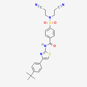 molecular formula C26H27N5O3S2 B2889554 4-[bis(2-cyanoethyl)sulfamoyl]-N-[4-(4-tert-butylphenyl)-1,3-thiazol-2-yl]benzamide CAS No. 325988-37-2