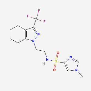 molecular formula C14H18F3N5O2S B2889555 1-methyl-N-(2-(3-(trifluoromethyl)-4,5,6,7-tetrahydro-1H-indazol-1-yl)ethyl)-1H-imidazole-4-sulfonamide CAS No. 1797244-81-5