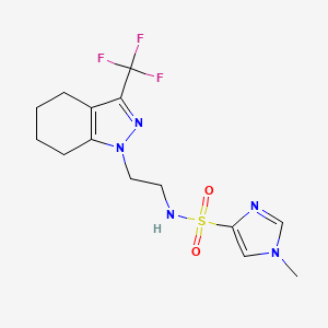 molecular formula C14H18F3N5O2S B2889555 1-甲基-N-(2-(3-(三氟甲基)-4,5,6,7-四氢-1H-吲唑-1-基)乙基)-1H-咪唑-4-磺酰胺 CAS No. 1797244-81-5