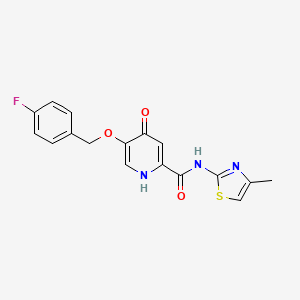 molecular formula C17H14FN3O3S B2889557 5-((4-fluorobenzyl)oxy)-N-(4-methylthiazol-2-yl)-4-oxo-1,4-dihydropyridine-2-carboxamide CAS No. 1021213-32-0