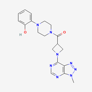 molecular formula C19H22N8O2 B2889559 (4-(2-hydroxyphenyl)piperazin-1-yl)(1-(3-methyl-3H-[1,2,3]triazolo[4,5-d]pyrimidin-7-yl)azetidin-3-yl)methanone CAS No. 1448135-19-0
