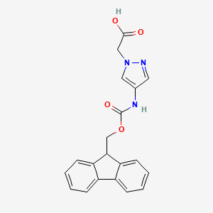 molecular formula C20H17N3O4 B2889560 2-(4-([(9H-芴-9-基甲氧羰基)氨基]-1H-吡唑-1-基)乙酸酸+ CAS No. 1341762-24-0
