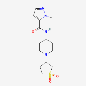 molecular formula C14H22N4O3S B2889580 N-(1-(1,1-二氧化四氢噻吩-3-基)哌啶-4-基)-1-甲基-1H-吡唑-5-甲酰胺 CAS No. 2034335-86-7