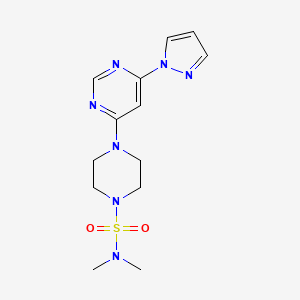 molecular formula C13H19N7O2S B2889581 4-(6-(1H-pyrazol-1-yl)pyrimidin-4-yl)-N,N-dimethylpiperazine-1-sulfonamide CAS No. 1226433-44-8