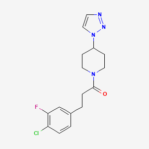 molecular formula C16H18ClFN4O B2889585 1-(4-(1H-1,2,3-triazol-1-yl)piperidin-1-yl)-3-(4-chloro-3-fluorophenyl)propan-1-one CAS No. 1795421-63-4