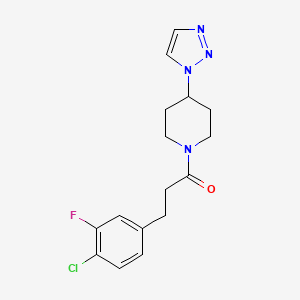 molecular formula C16H18ClFN4O B2889585 1-(4-(1H-1,2,3-三唑-1-基)哌啶-1-基)-3-(4-氯-3-氟苯基)丙-1-酮 CAS No. 1795421-63-4