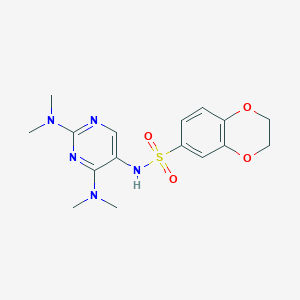 molecular formula C16H21N5O4S B2889588 N-(2,4-bis(dimethylamino)pyrimidin-5-yl)-2,3-dihydrobenzo[b][1,4]dioxine-6-sulfonamide CAS No. 1797293-17-4