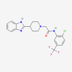 molecular formula C21H20ClF3N4O B2889593 2-[4-(1H-benzimidazol-2-yl)piperidin-1-yl]-N-[2-chloro-5-(trifluoromethyl)phenyl]acetamide CAS No. 836691-39-5