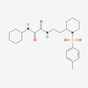 molecular formula C22H33N3O4S B2889594 N1-环己基-N2-(2-(1-甲苯磺酰基哌啶-2-基)乙基)草酰胺 CAS No. 898415-37-7