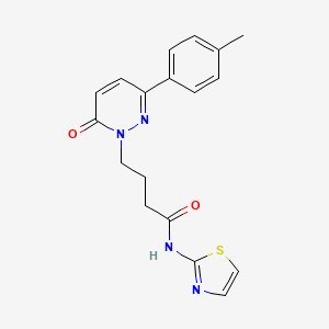 molecular formula C18H18N4O2S B2889608 4-(6-oxo-3-(p-tolyl)pyridazin-1(6H)-yl)-N-(thiazol-2-yl)butanamide CAS No. 946322-32-3