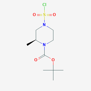 molecular formula C10H19ClN2O4S B2889616 叔丁基 (2S)-4-氯磺酰基-2-甲基哌嗪-1-羧酸酯 CAS No. 2287247-44-1