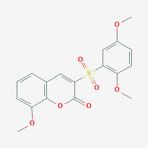 molecular formula C18H16O7S B2889619 3-[(2,5-二甲氧基苯基)磺酰基]-8-甲氧基-2H-色满-2-酮 CAS No. 866346-81-8