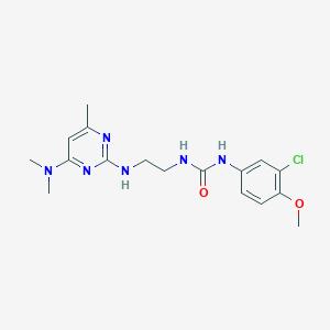molecular formula C17H23ClN6O2 B2889620 1-(3-Chloro-4-methoxyphenyl)-3-(2-((4-(dimethylamino)-6-methylpyrimidin-2-yl)amino)ethyl)urea CAS No. 1207004-73-6