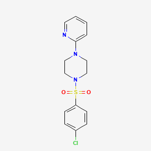 molecular formula C15H16ClN3O2S B2889636 4-Chloro-1-((4-(2-pyridyl)piperazinyl)sulfonyl)benzene CAS No. 333440-99-6