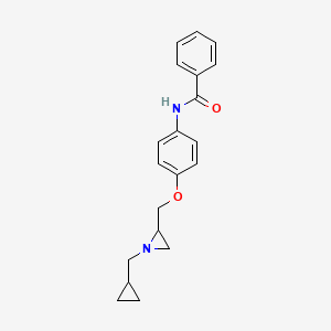 molecular formula C20H22N2O2 B2889637 N-[4-[[1-(Cyclopropylmethyl)aziridin-2-yl]methoxy]phenyl]benzamide CAS No. 2418709-56-3