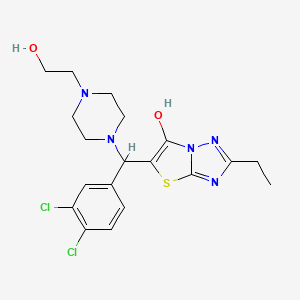 molecular formula C19H23Cl2N5O2S B2889640 5-((3,4-Dichlorophenyl)(4-(2-hydroxyethyl)piperazin-1-yl)methyl)-2-ethylthiazolo[3,2-b][1,2,4]triazol-6-ol CAS No. 886912-79-4