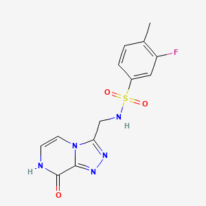 molecular formula C13H12FN5O3S B2889643 3-氟-N-((8-羟基-[1,2,4]三唑并[4,3-a]嘧啶-3-基)甲基)-4-甲苯磺酰胺 CAS No. 2034597-64-1