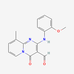 molecular formula C17H15N3O3 B2889644 2-(2-甲氧基苯胺基)-9-甲基-4-氧代-4H-吡啶并[1,2-a]嘧啶-3-甲醛 CAS No. 303792-39-4