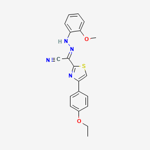 molecular formula C20H18N4O2S B2889645 (2E)-4-(4-乙氧基苯基)-N-(2-甲氧基苯胺基)-1,3-噻唑-2-甲酰胺腈 CAS No. 477188-75-3