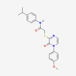 molecular formula C22H23N3O3S B2889656 2-[4-(4-methoxyphenyl)-3-oxopyrazin-2-yl]sulfanyl-N-(4-propan-2-ylphenyl)acetamide CAS No. 895111-99-6