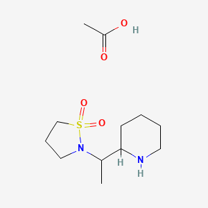 molecular formula C12H24N2O4S B2889657 2-(1-(哌啶-2-基)乙基)异噻唑烷 1,1-二氧化物乙酸盐 CAS No. 2173997-01-6