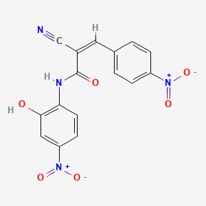 molecular formula C16H10N4O6 B2889666 (Z)-2-Cyano-N-(2-hydroxy-4-nitrophenyl)-3-(4-nitrophenyl)prop-2-enamide CAS No. 444191-47-3