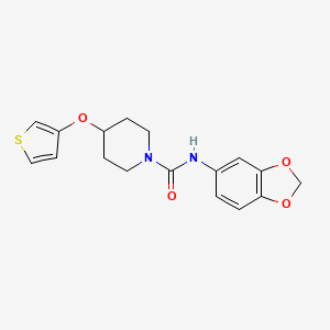 molecular formula C17H18N2O4S B2889674 N-(benzo[d][1,3]dioxol-5-yl)-4-(thiophen-3-yloxy)piperidine-1-carboxamide CAS No. 2034467-37-1