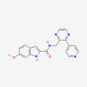 molecular formula C20H17N5O2 B2889675 6-甲氧基-N-{[3-(吡啶-4-基)吡嗪-2-基]甲基}-1H-吲哚-2-甲酰胺 CAS No. 2097930-81-7