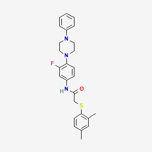 2-[(2,4-dimethylphenyl)sulfanyl]-N-[3-fluoro-4-(4-phenylpiperazino)phenyl]acetamide