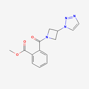 molecular formula C14H14N4O3 B2889688 methyl 2-(3-(1H-1,2,3-triazol-1-yl)azetidine-1-carbonyl)benzoate CAS No. 2034620-11-4